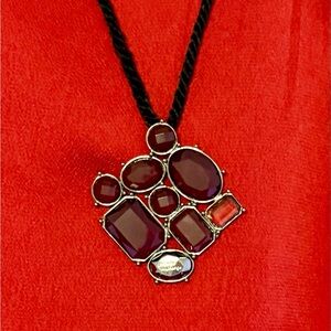 A/X Armani Exchange Silver Necklace with Deep Red Accents